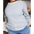thumbnail image 2 of Plus Size Pointelle-Rib Long-Sleeve Top Light Grey Heather 3X, 2 of 4