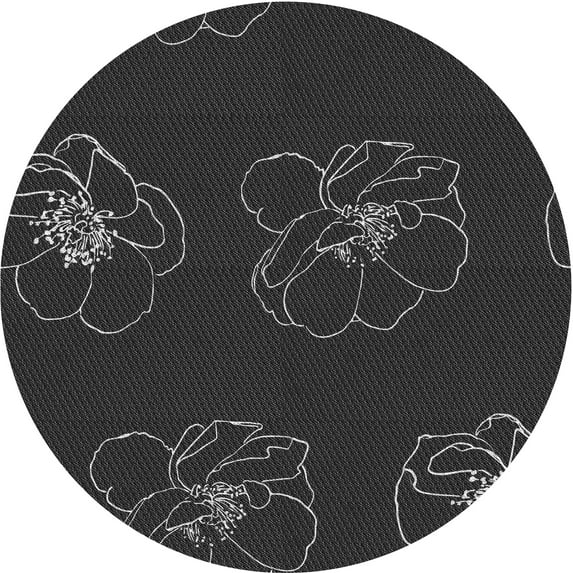 Ahgly Company Machine Washable Indoor Round Transitional Midnight Gray Area Rugs, 5' Round