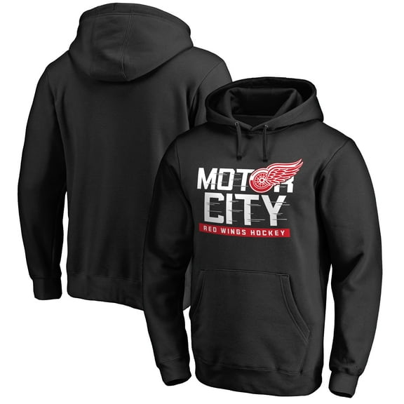 Men's Black Detroit Red Wings Hometown Collection Motor City Pullover Hoodie
