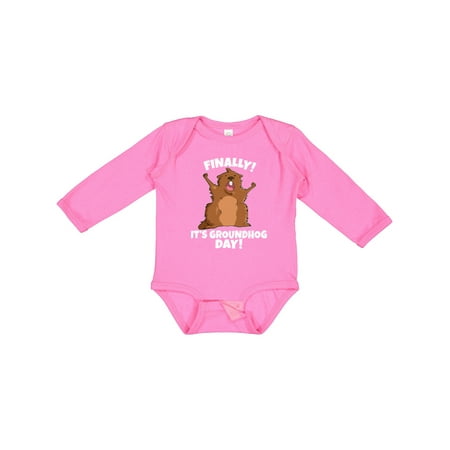 

Inktastic Finally It s Groundhog Day Gift Baby Boy or Baby Girl Long Sleeve Bodysuit
