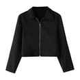 thumbnail image 5 of SONXAHE Mens Cropped Collared Jacket zip front long sleeve casual outer coat, 5 of 8