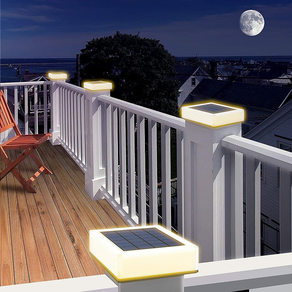 Solar LED Post Light Patio Fence Light Outdoor Solar Lamp Cap Garden Light