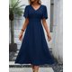 thumbnail image 3 of Vestido De Manga De Mariposa De Puntos Suizos, Elegante Vestido Con Cintura Fruncida Y Cuello En V Para Primavera Y Verano, Ropa De Mujer, 3 of 4