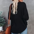 thumbnail image 2 of TEMOFON Women Tops Fall Long Sleeve Tunic Tops Casual V Neck Button Down Blouses Black Loose Shirts for Women Size XL, 2 of 3