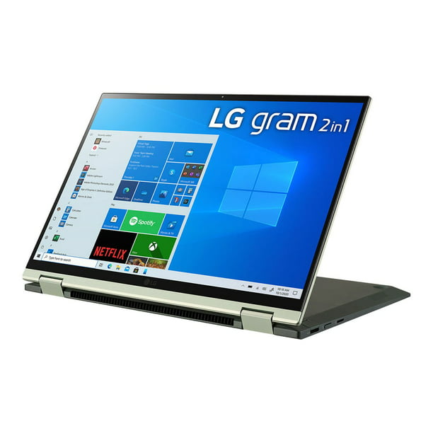 LG gram 14T90P-K.APG5U1 - Flip design - Intel Core i7 1165G7 / 2.8 GHz - Evo - Gagner 10 Pro 64-bit - Iris Xe Graphiques - 16 GB RAM - 512 GB SSD NVMe - 14" IPS Tactile 1920 x 1200 - Wi-Fi 6 - topaz green