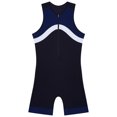 thumbnail image 5 of Zaldita Mens Swimming Bodysuit Sport Athletic Unitard Sleeveless Zip Up Leoatrd Bathing Surfing Suit Navy Blue L, 5 of 7