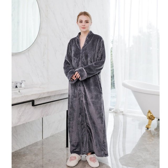 Camisón de franela de otoño e invierno para mujer, camisón de cuadros de piña alargado y grueso, bata de baño para pareja, pijamas para hombre, ropa de casa