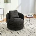 thumbnail image 4 of Jopath Swivel Accent Chair with Pillow,360° Round Barrel Chair,Chenille Upholstered Armchair Single Club Sofa Chair for Living Room,Bedroom, Reading Room, Balcony, Lounge,Dark Gray, 4 of 11