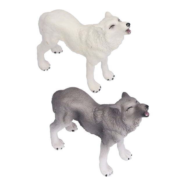 Figura de acción de lobo aullador, 2 piezas Figura de acción de lobo aullador realista Modelo de lobo de juguete Figuras de lobo aullador muy versátiles