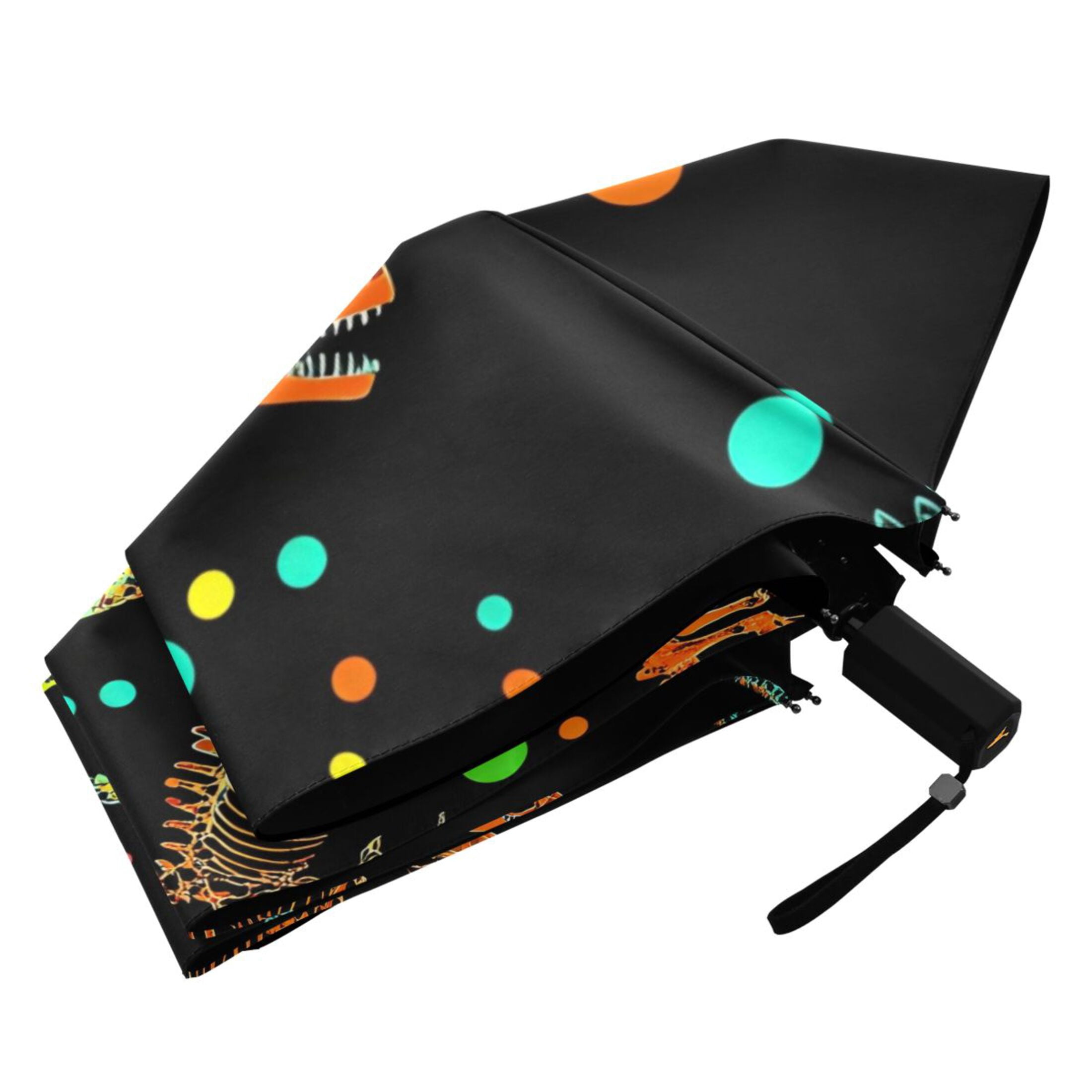 ALAZA Cartoon Dinosaur UPF 50+ Compact Folding Umbrella for Rain Travel Umbrella Packable