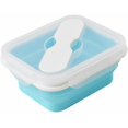 thumbnail image 1 of Fiambrera de silicona con cuchara y tenedor, contenedor de almacenamiento de alimentos plegable con tapa a presión, 590 ml, Sunny, 1 of 5