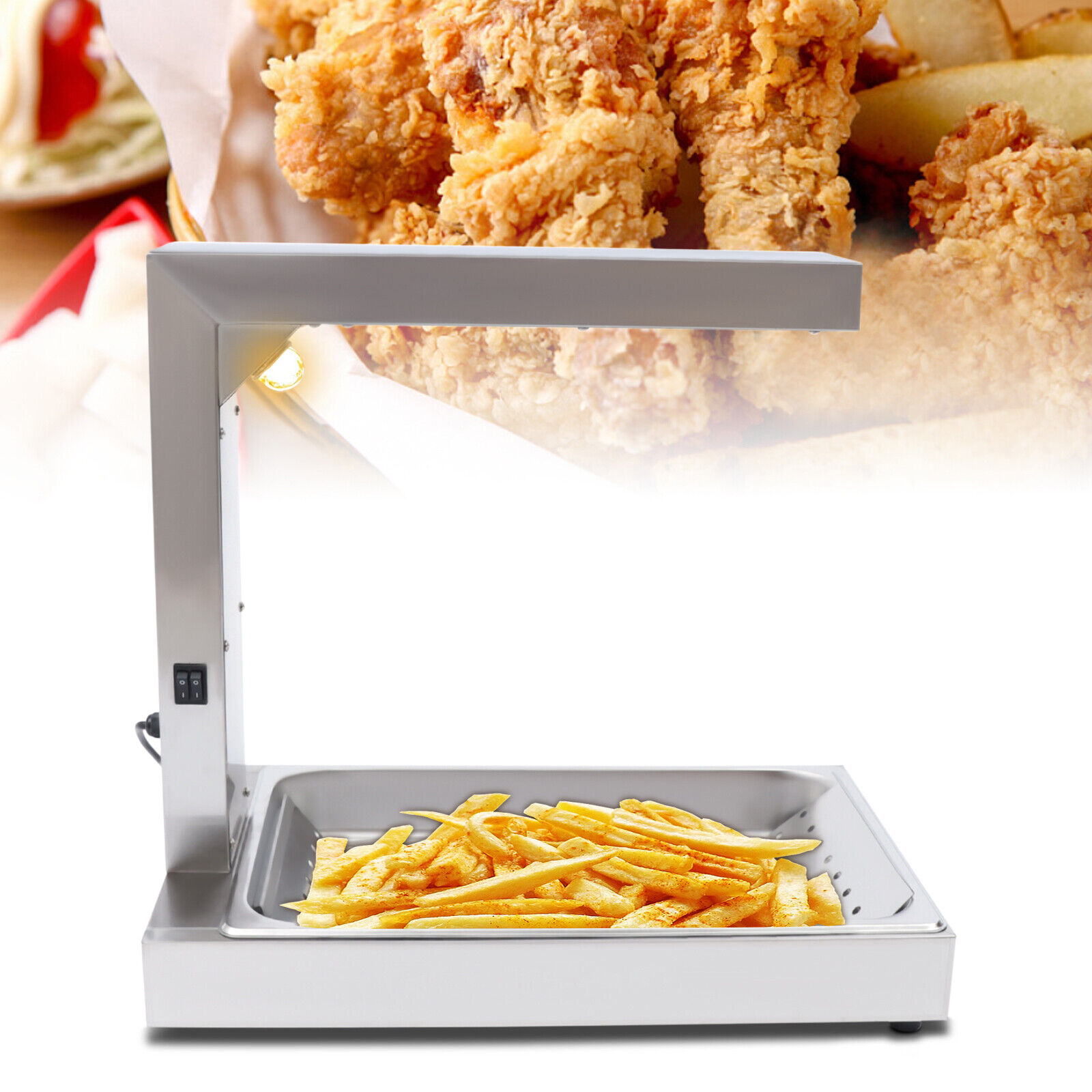 ZhdnBhnos Commercial Food Warmer Countertop French Fry Chicken Warmer Heating Light Warming Dump