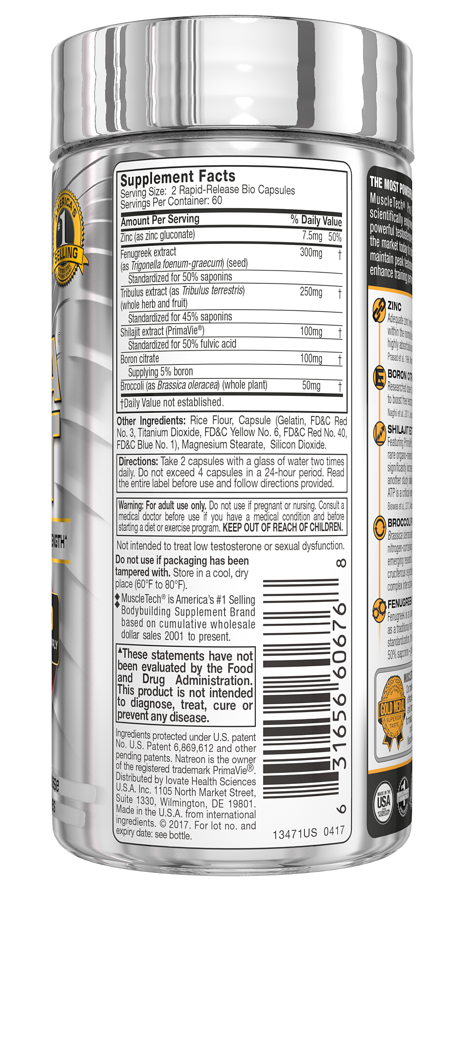 2 Pack Muscletech Pro Series Alphatest Max Strength Testosterone Booster For Men 120 Count Walmart Com