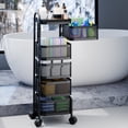 thumbnail image 4 of AQMD 5 Tiers Rotating Trolley, Square Kitchen Trolley, Rotating Kitchen Storage Shelves, Kitchen Vegetable Storage Organizer, Fruit Basket Floor Stand Shelf Fruit Tower, 4 of 8