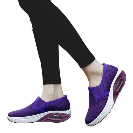 

Aayomet Sneakers for Women For Women Platform Sport Running Fabric Breathable Shoes Ladies Mesh Wedge Shoes Women s Purple 7.5