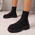 thumbnail image 2 of hopeusnice Round Toe Knit Ankle Boots Women Breathable Chunky Boots for Street Style Black 42, 2 of 8