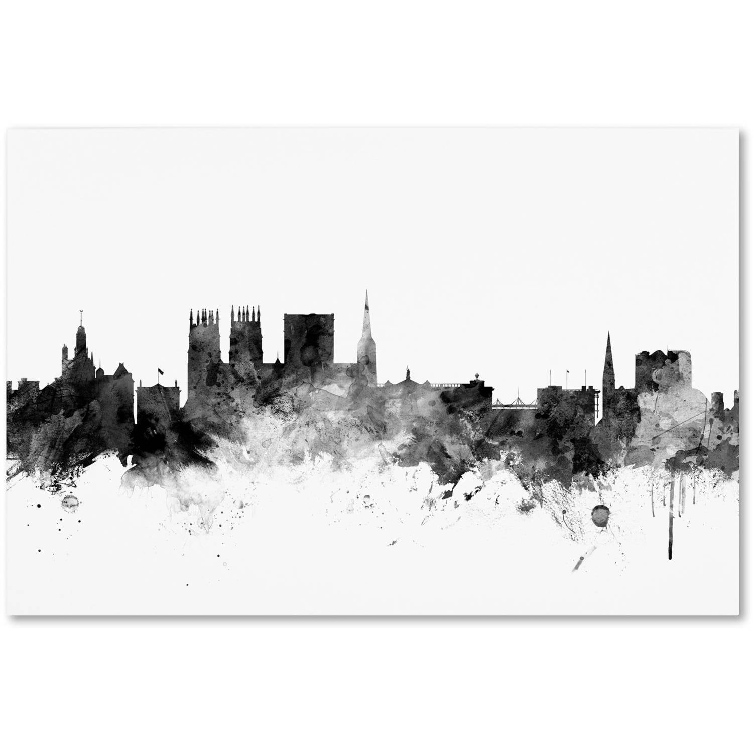 Trademark Fine Art 'York England Skyline B&W' Canvas Art by Michael