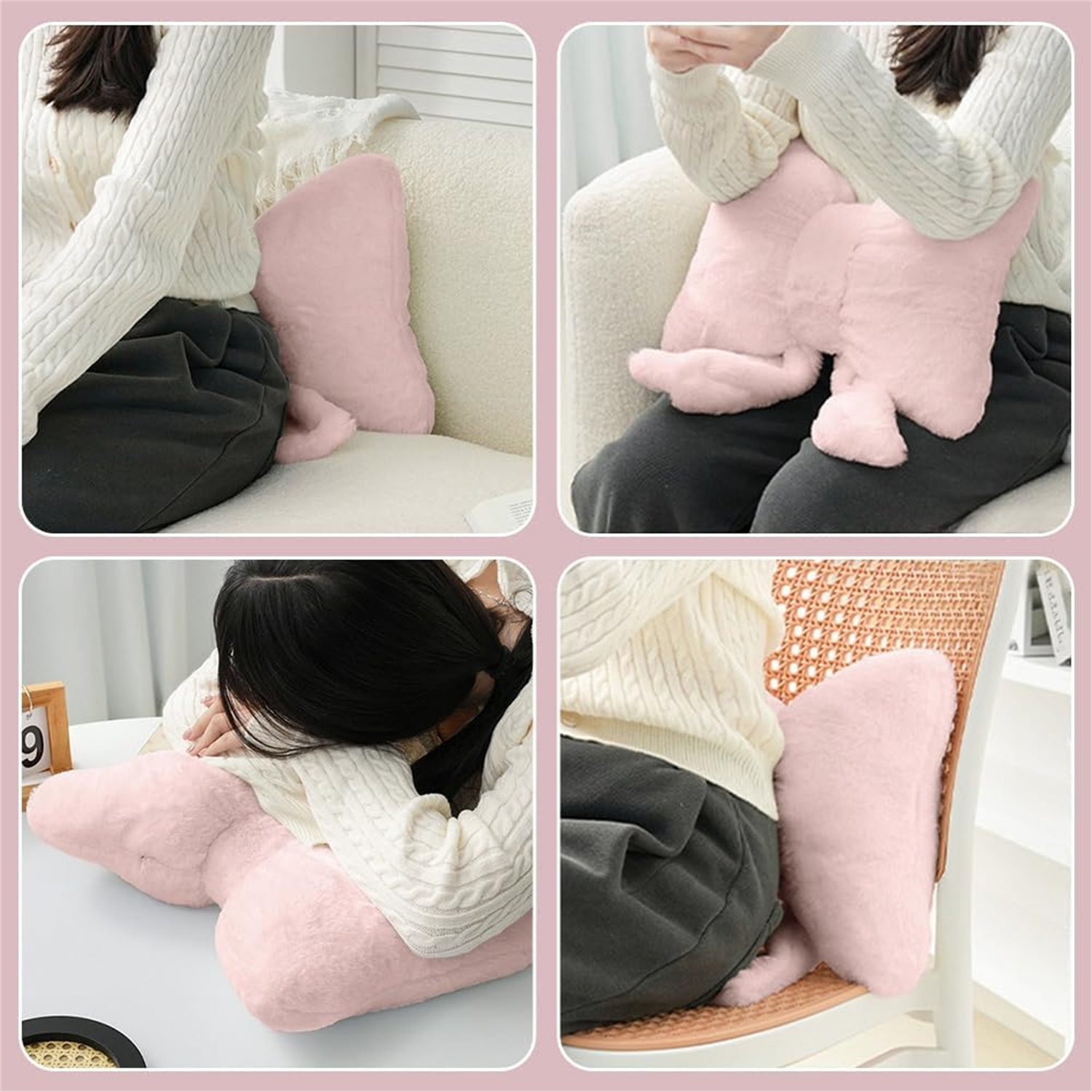 Bow Pillows Topboutique Soft Furry Pillows Plush Throw Pillows Sofa Pillows Bowknot Stuffed Throw Pillows Bow Shaped Decorative Pillows for Couch Bed Home Christmas Decor,1 Pc Pink 12.6 X 14.9 inch