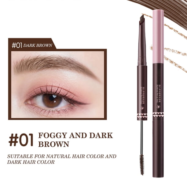 Pisexur Belleza Maquillaje Lápiz y tinte para cejas de doble punta, 4 colores, resistente al agua, kit de larga duración con punta y cepillo. Maquillaje de cejas a prueba dpara mujeres y hombres