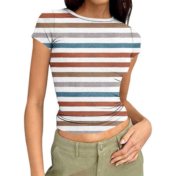 Womens T Shirts Loose Fit Short Half Sleeve Crew Neck Oversized Tshirts Color Block Summer Tops Fashion 2026