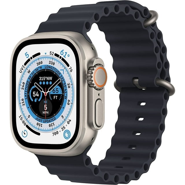 Pre-Owned Apple Watch Ultra (GPS + LTE) 49mm Silver Titanium Case & Ocean Band - Midnight