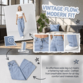 thumbnail image 5 of Olaglory Baggy Jeans Women Vintage Mid Waist Wide Leg Jeans for Women Trendy Loose Fit Denim Pants Comfortable Stretch Streetwear Boyfriend Jeans, Light Blue, 5 of 8