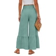 thumbnail image 4 of Dresfit Wide Leg Pants for Women Linen Palazzo Beach Pant 2026 Summer Lightweight Cotton Slacks Stretch Elastic High Waist Boho Trousers with Pockets Turquoise XL, 4 of 4