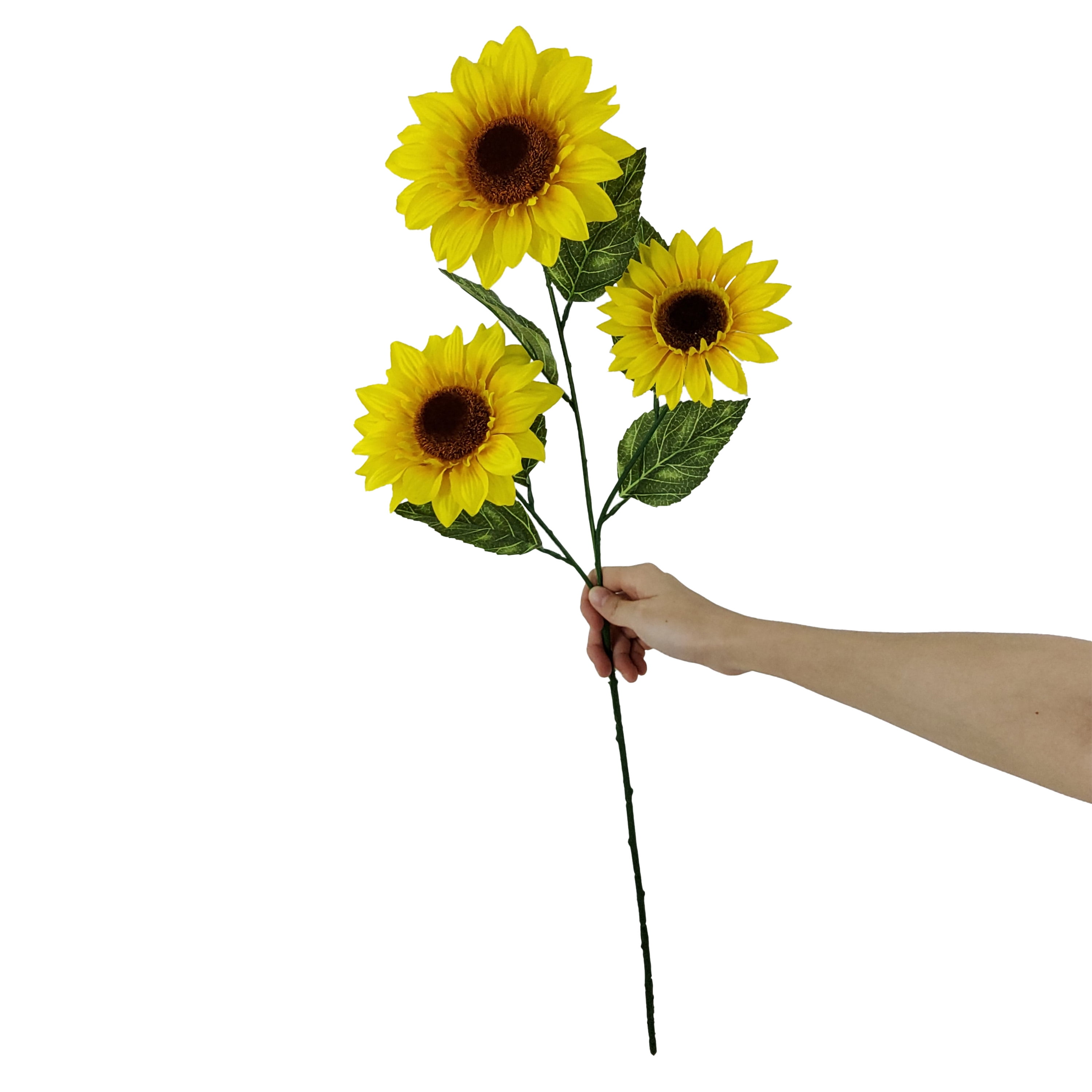 (3 pack) Mainstays 28" Artificial Flower Sunflower Stem, Yellow. Indoor Use.