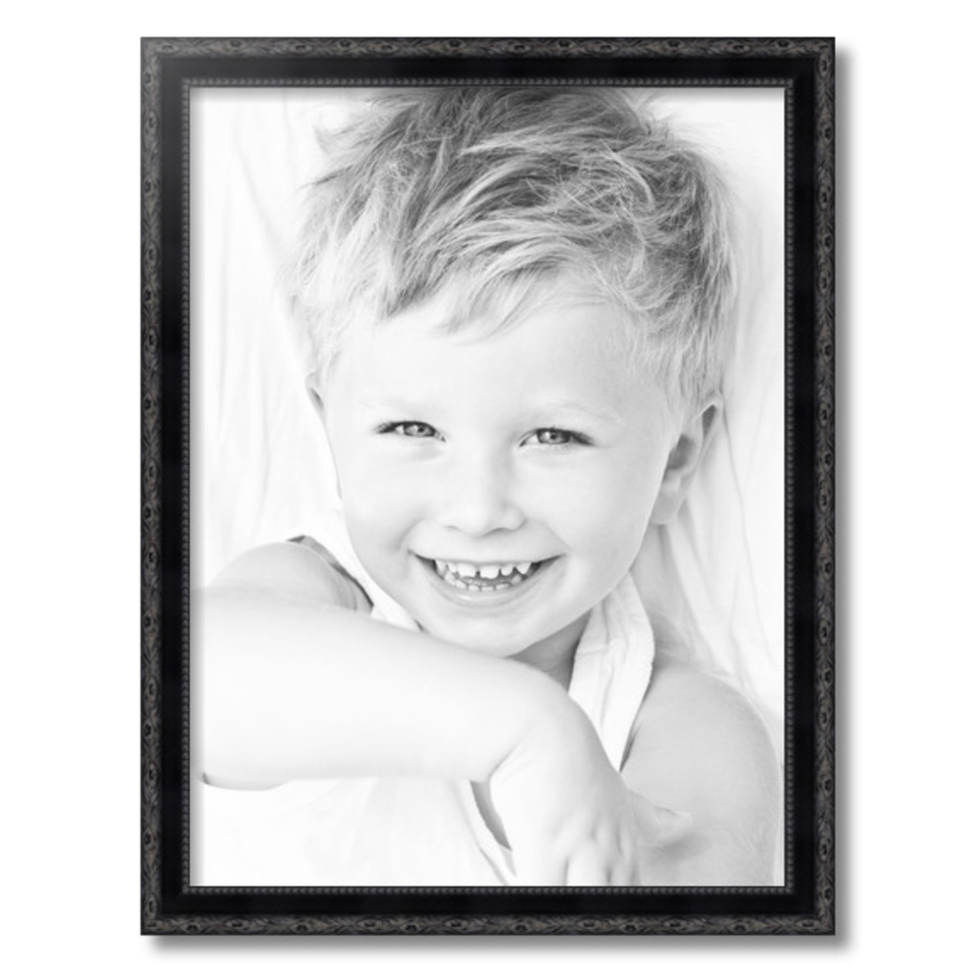 ArtToFrames 18" x 24" Black Engraved Edges Picture Frame, 18x24 inch Black Wood Poster Frame (WOM-4055)
