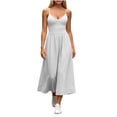 thumbnail image 5 of Plus Size Womens Summer Dresses Casual Fashion Solid Color Loose Sleeveless V-neck Double Pocket Dress S-2XL, 5 of 9