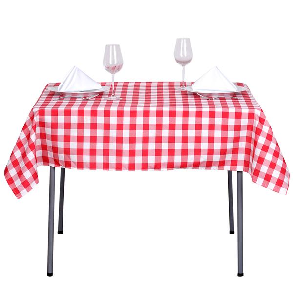 BalsaCircle 54" x 54" Square Gingham Checkered Polyester Tablecloth Red and White - image 4 of 9