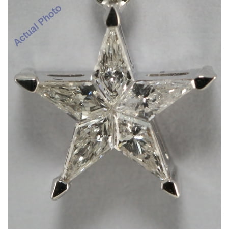 18k White Gold Kite Invisible Setting Five pointed pentangle star diamond pendant (0.26 Ct, G , SI )