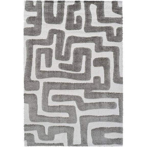 Luna Meara Gray and Ivory Recycled Polyester Area Rug