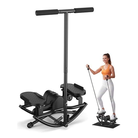 Lateral Stepper Quiet Side to Side Stepping Machine with Adjustable Armrests, Resistance Band, Ergonomic Design, Digital Monitor 270 lbs for Home Workout