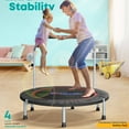 thumbnail image 4 of 40'' Silent Foldable Trampoline, Exercise Fitness Trampoline with Higher 50" Adjustable Handrail Fitness Rebounder with Carry Bag Mini Trampoline for Kids Adults Indoor/Garden Workout Max Load 400lbs, 4 of 6
