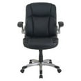 thumbnail image 3 of Lorell Soho Flip Armrest Mid-back Leather Chair Black Bonded Leather Seat - Black Bonded Leather Back - 5-star Base - 28.1" Length x 25.6" Width - 42.5" Height - 1 Each, 3 of 7
