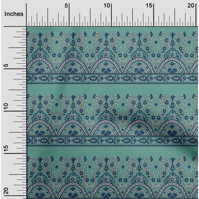 oneOone Silk Tabby Fabric Leaves & Floral Block Printed Craft Fabric BTY 42 Inch Wide