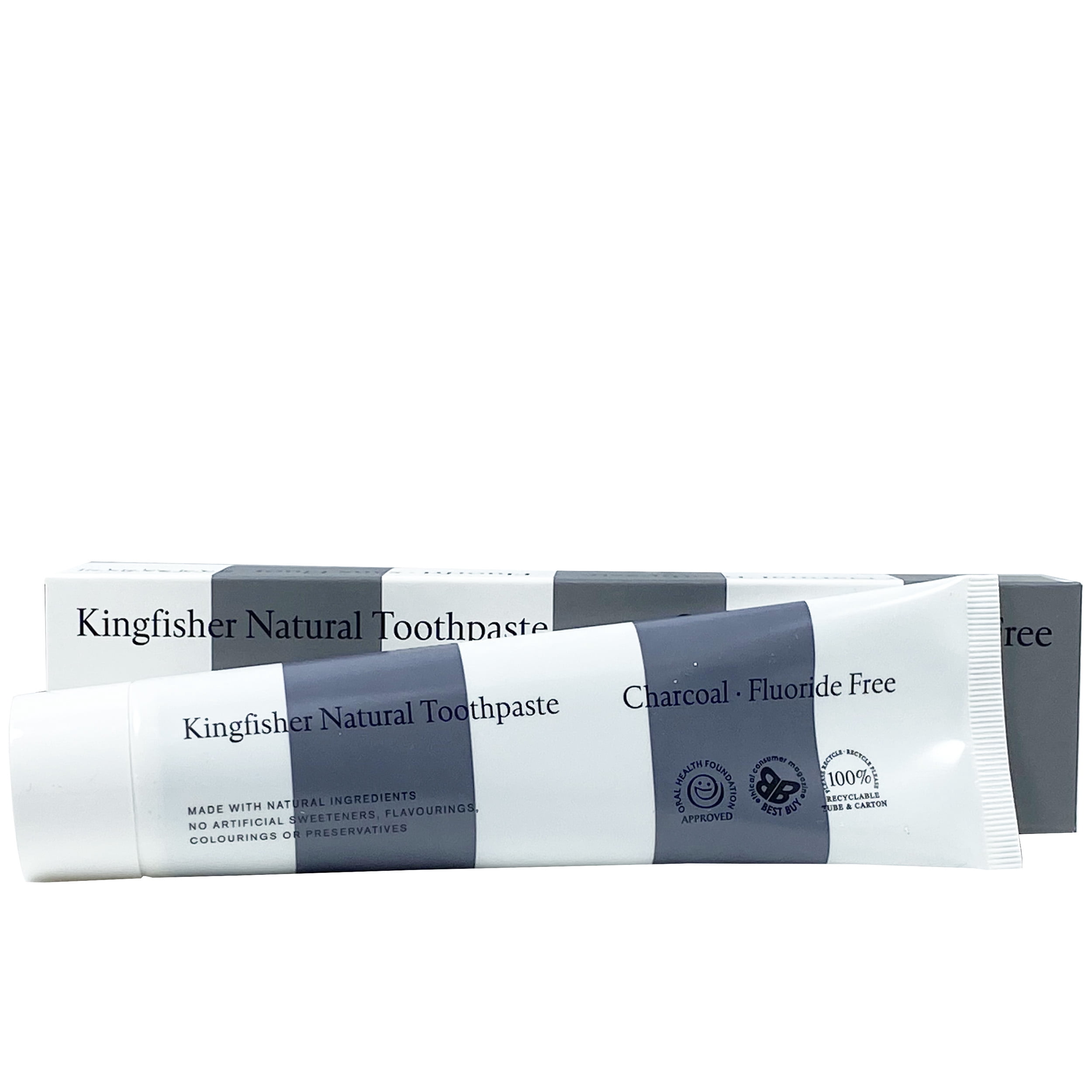 Kingfisher Charcoal Toothpaste - Fluoride Free 100ml (Pack of 3)