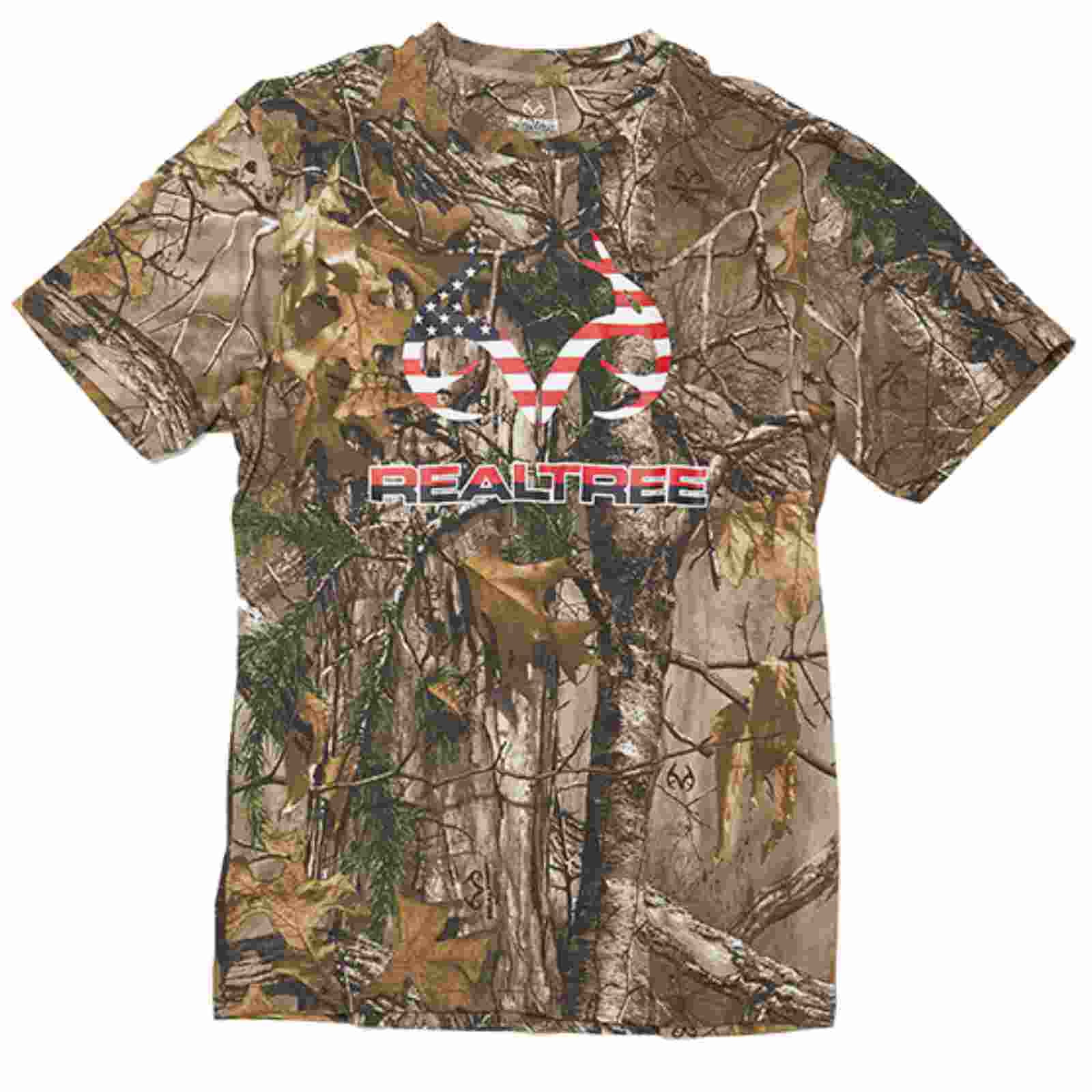 Realtree Xtra Camouflage Colosseum American Flag Camo Short Sleeve T ...