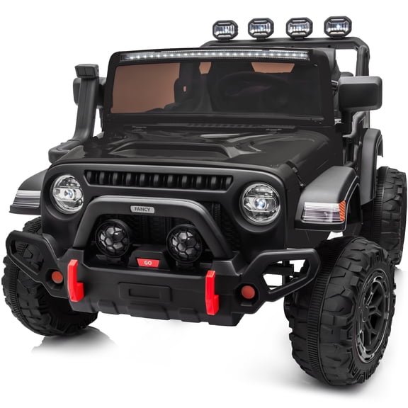 Hikiddo 2-Seater 24V Kids Ride-on-Car, 400W Electric Ride on Toy Car w/Remote, Bluetooth & LED Lights - Black