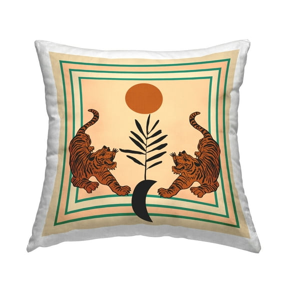 Stupell Industries Symmetrical Tropical Tigers Decorative Printed Throw Pillow Design by Melissa Wang .