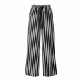 thumbnail image 6 of Endives Women's Wide Leg Pants Casual Striped Baggy Trousers Elastic High Waisted Slacks Drawstring Flowy Palazzo Pants for Women With Pocket Beach Vacation Outfits Black M, 6 of 6