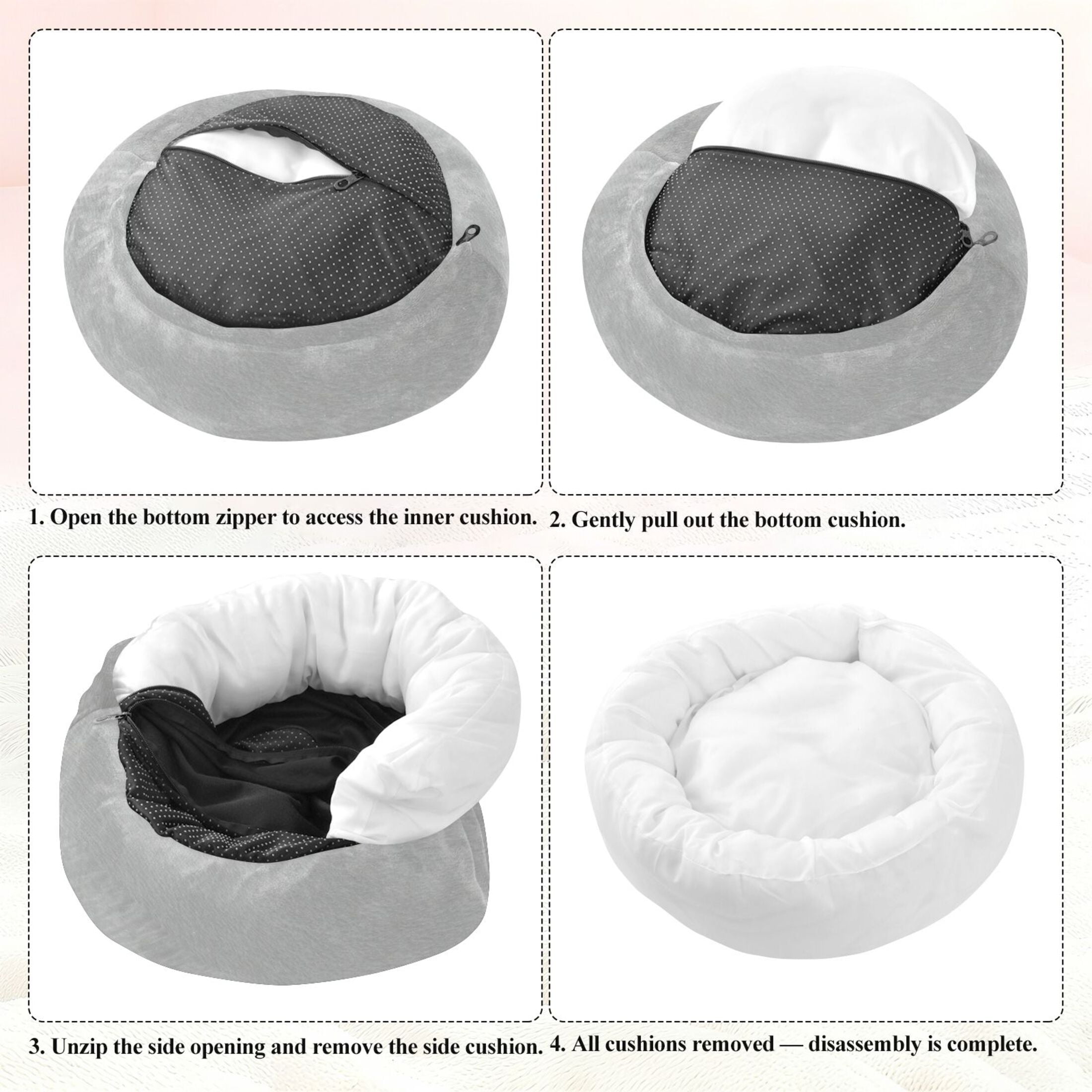 Iauyy Pet Couch Donut Cat Bed for Indoor Cats/Small Dogs Washable & Machine with Non-slip Bottom Calming Cat Furniture, The Overall Aesthetic Effect (M)