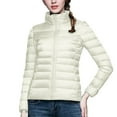 thumbnail image 6 of felwors Puffer Jacket Women Casual Feather Lightweight Down Jackets Packable Solid Color Puffer Coats With Storage Bag Winter White, L, 6 of 6
