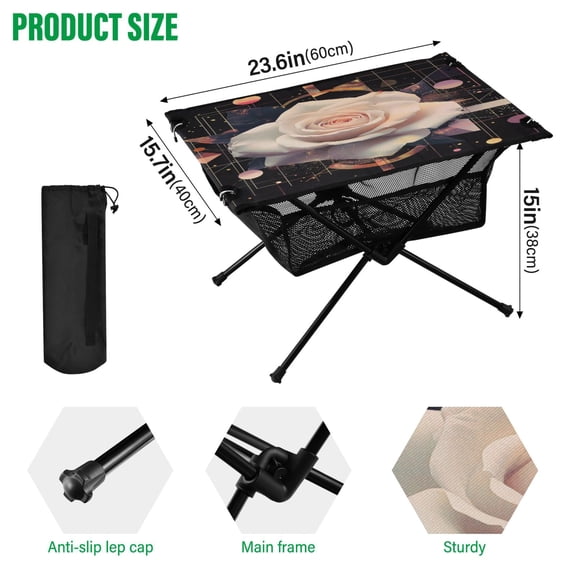 BZSMCE Camping Tables Simple Folding Table Floral Geometry Pattern Size:23.6*15.7in