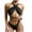 Black, variant on Women's Sexy High Waist Bikini Swimsuit Comfortable Plain Color Swimwear Bathing Suit for Beach Pool Vacation