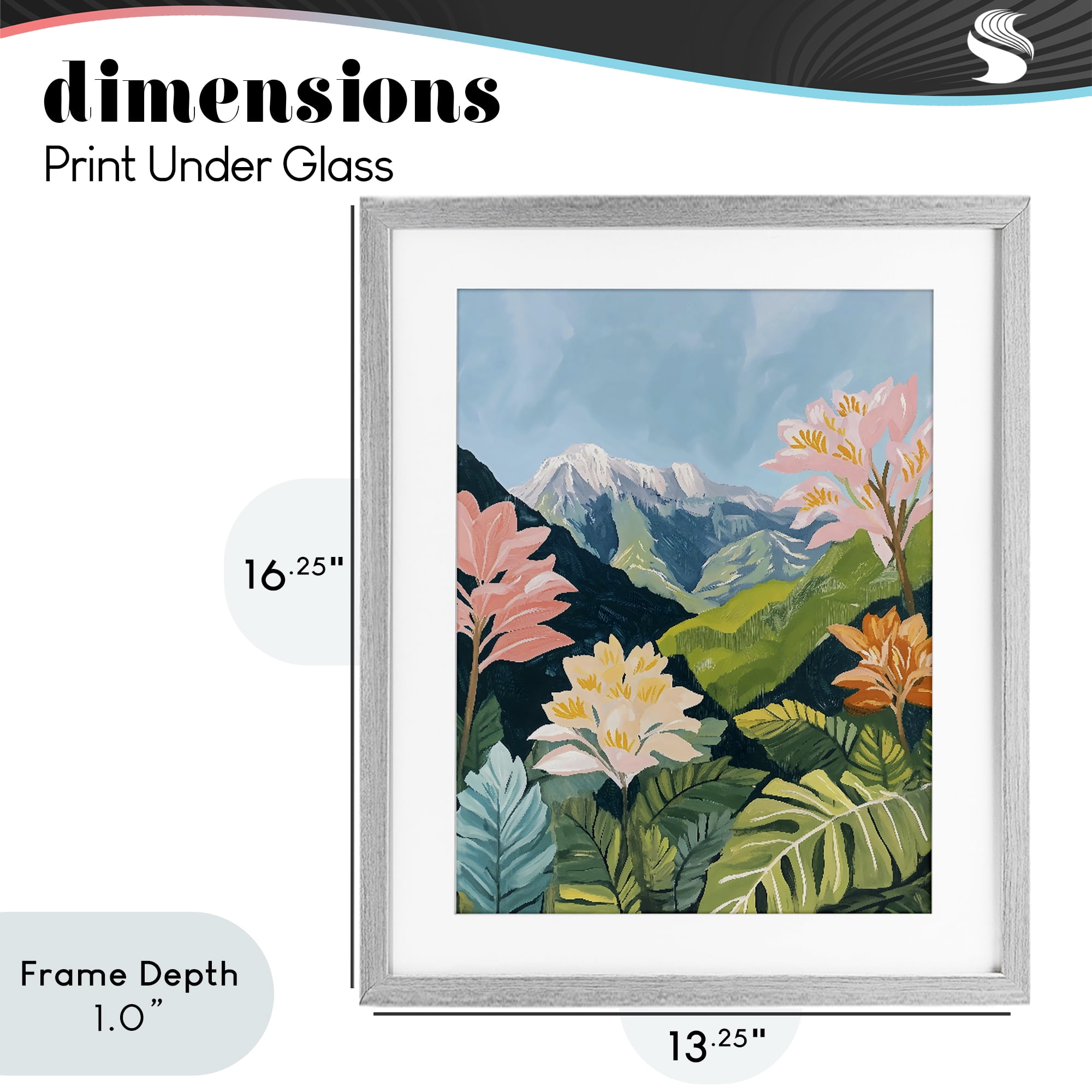 Stupell Industries Tropical Mountain Landscape Gray Framed Print Under Glass, design by The Prints Vibe