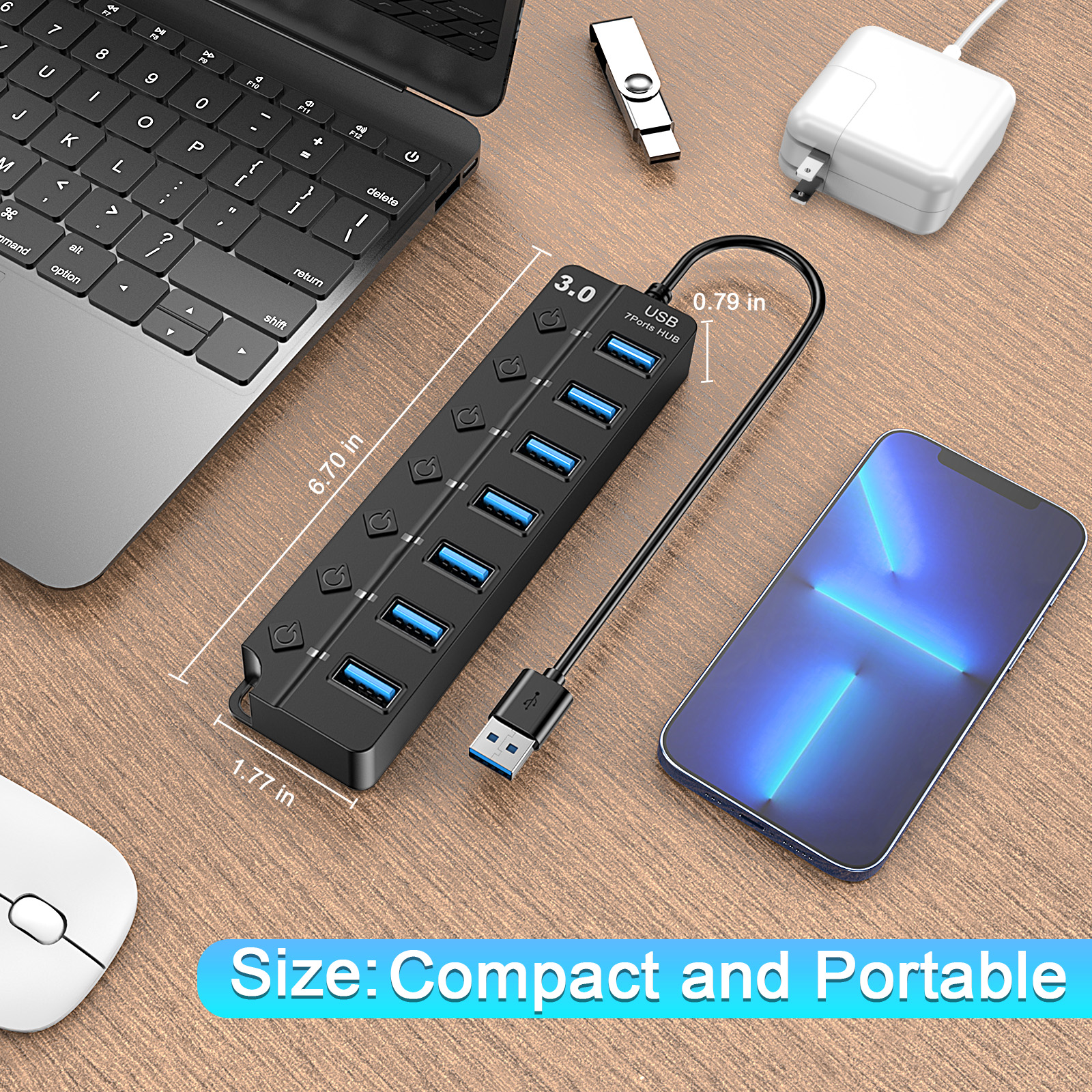 OWNTECH 7-Port USB 3.0 Hub with Individual Power Switches photo 7