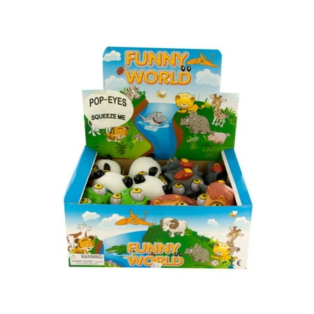 Pop-Eyes Animal Squeeze Toy Display, 24 Count