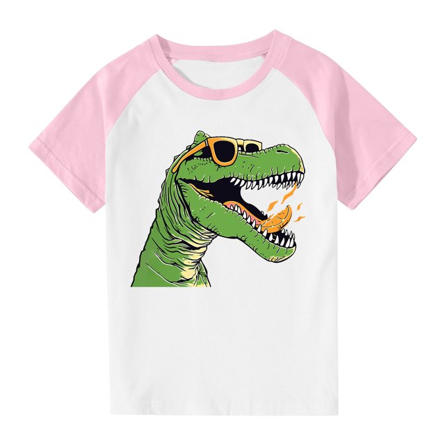 RXIRUCGD 2025 Vêtements d'Été pour Enfants Tout-Petits Garçons Filles Mode Mignon Col Rond Imprimé Manches Courtes Haut